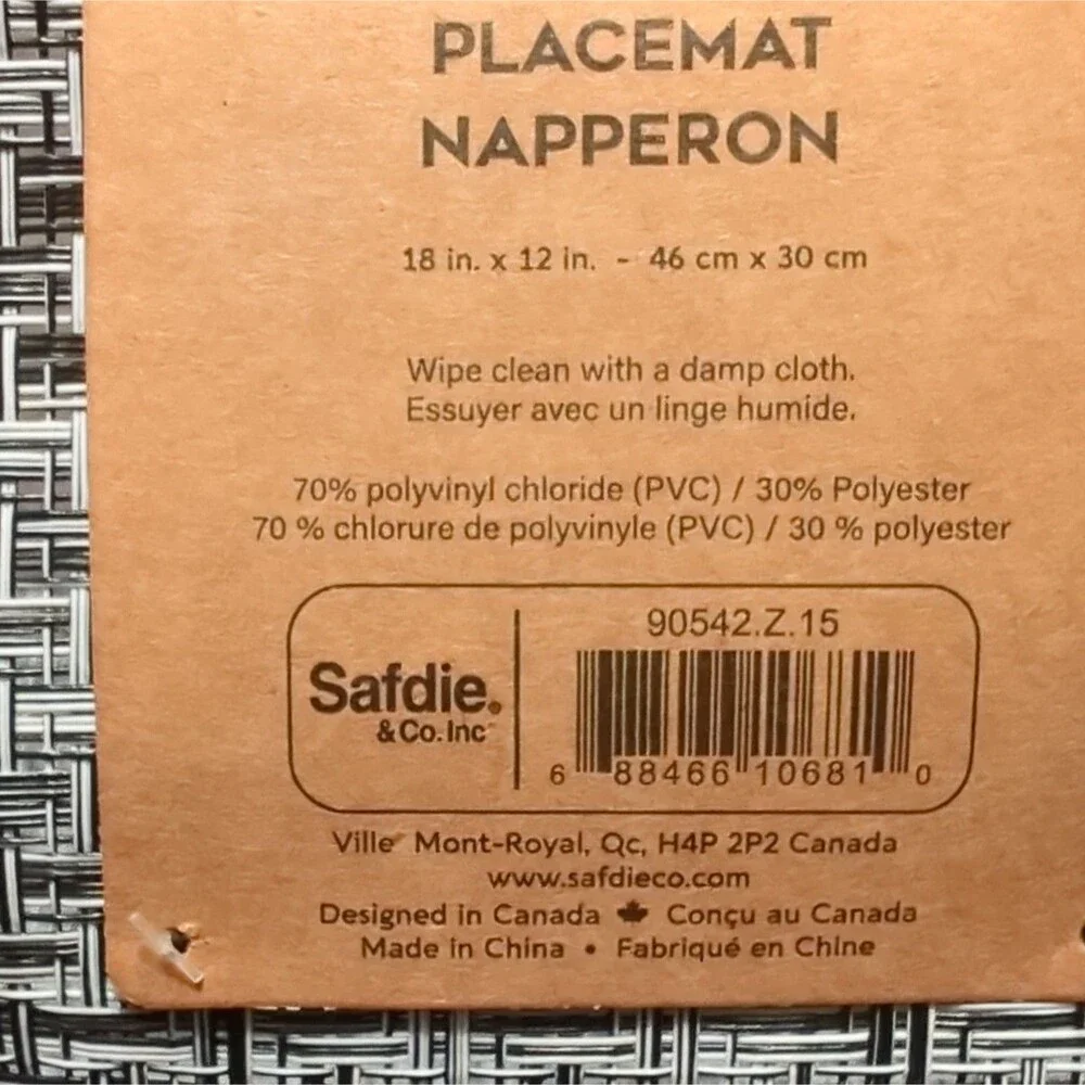 Modern, Chic, Minimalist - S&CO Home Placemat Set of 4 - Basketweave Gray/White
